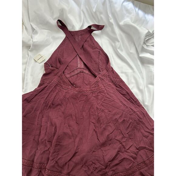 NWT Intimately Free People Babydoll Dress In Burgundy Womens Small - Picture 2 of 5